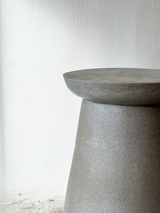 Grey Earthware Unglazed Bedside Table II