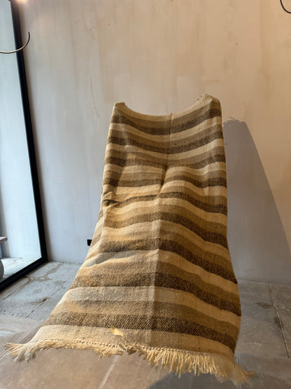 Cream and Brown - Vintage Blanket