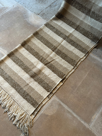 Cream and Brown - Vintage Blanket