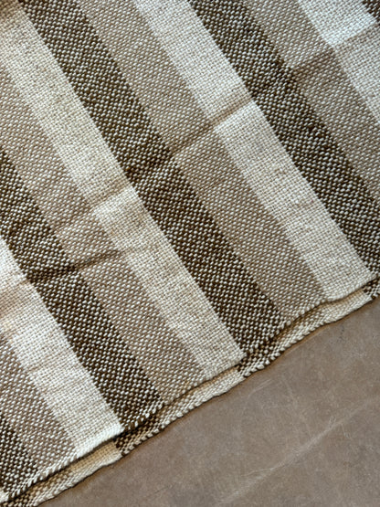 Cream and Brown - Vintage Blanket