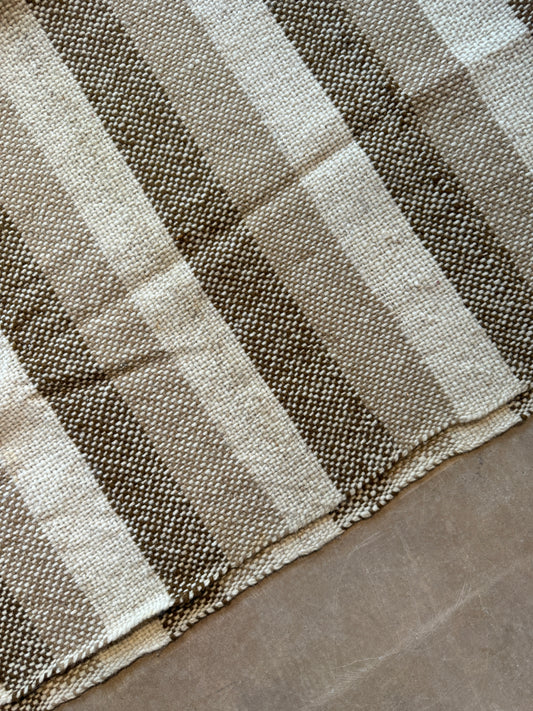 Cream and Brown - Vintage Blanket